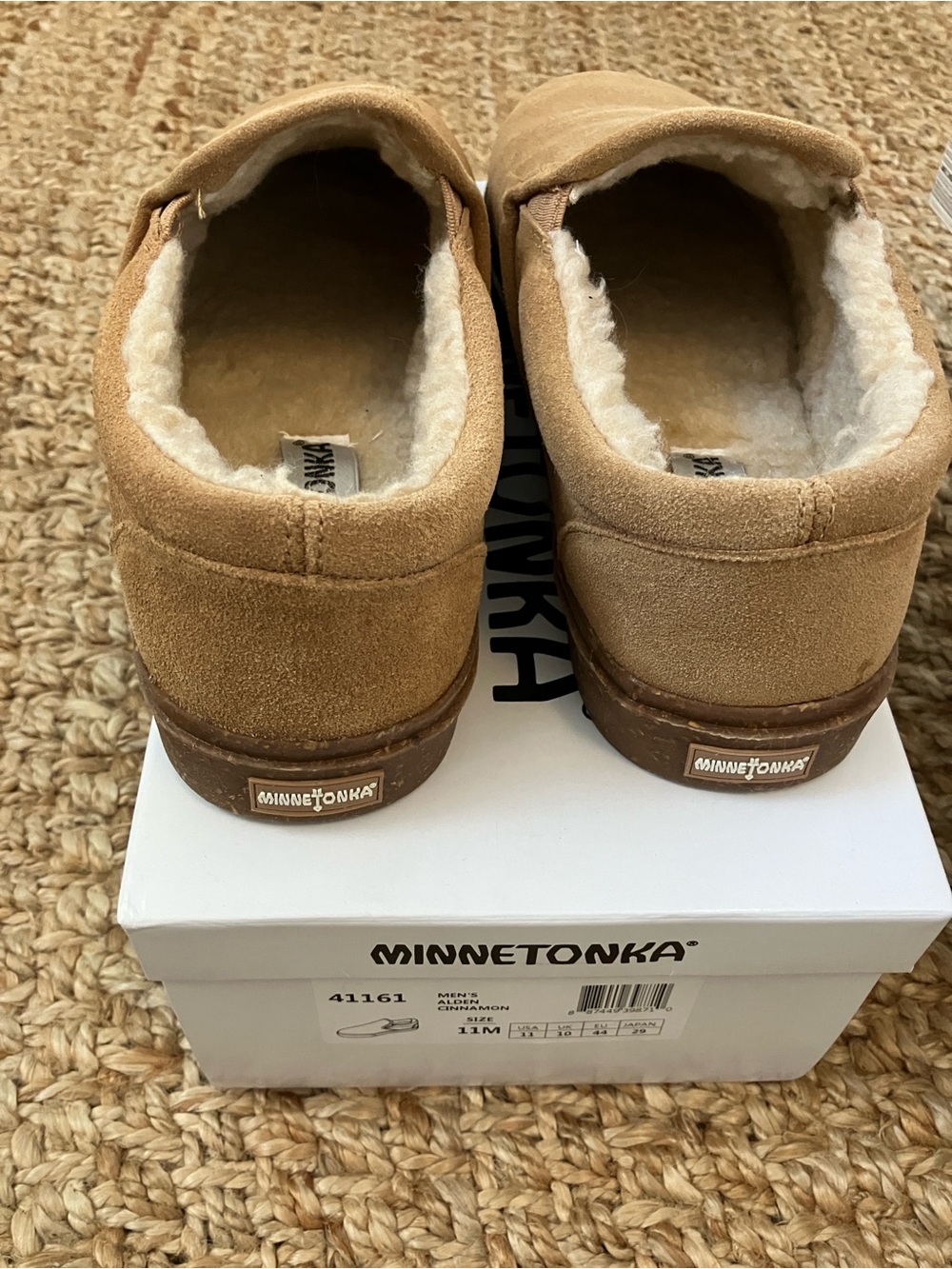Minnetonka Chestnut Suede Shearling-Lined Slip-On Shoes
